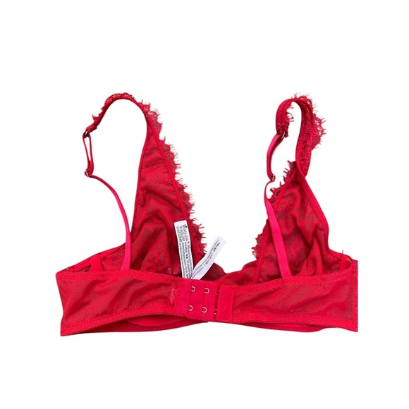 Victoria's Secret Dream Angels unlined plunge Vibrant Red Lace Bra 32b - Picture 2 of 12